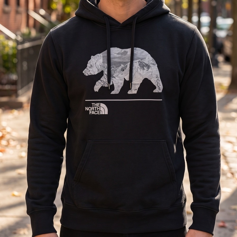 The North Face Mens Black Bear Mountain Graphic Hoodie Pullover Sweatshirt
